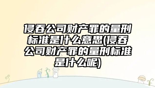 侵吞公司財產罪的量刑標準是什么意思(侵吞公司財產罪的量刑標準是什么呢)