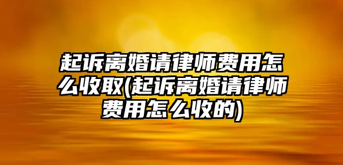 起訴離婚請律師費用怎么收取(起訴離婚請律師費用怎么收的)