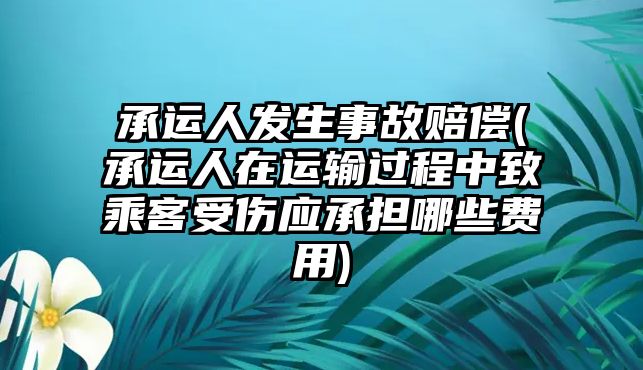 承運人發生事故賠償(承運人在運輸過程中致乘客受傷應承擔哪些費用)