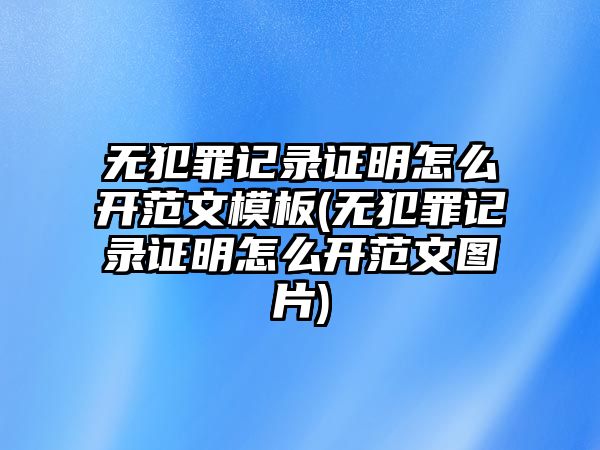 無犯罪記錄證明怎么開范文模板(無犯罪記錄證明怎么開范文圖片)