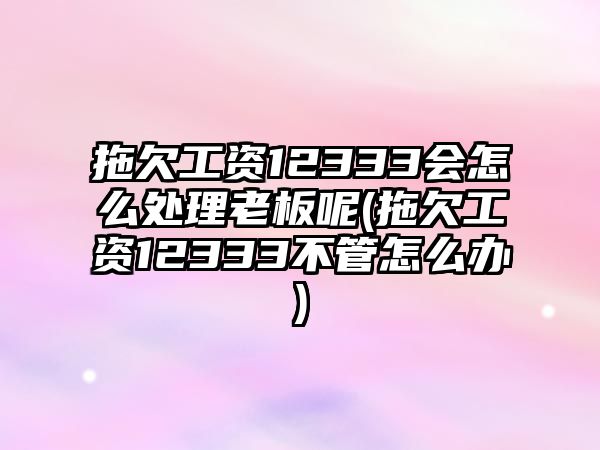 拖欠工資12333會怎么處理老板呢(拖欠工資12333不管怎么辦)