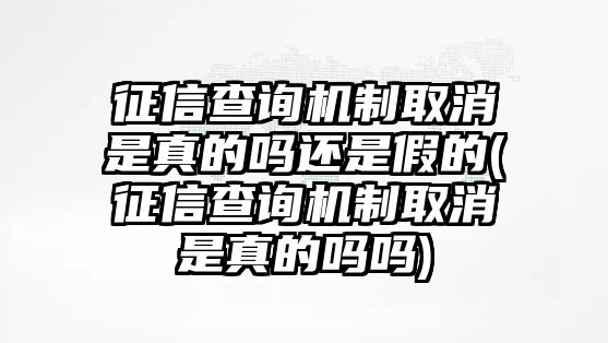 征信查詢機制取消是真的嗎還是假的(征信查詢機制取消是真的嗎嗎)