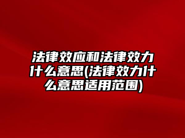 法律效應(yīng)和法律效力什么意思(法律效力什么意思適用范圍)