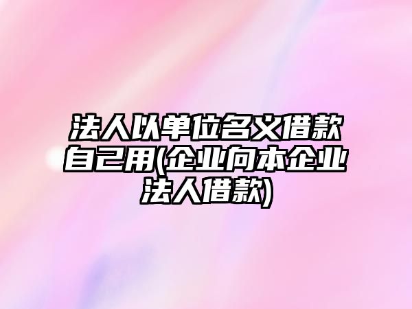 法人以單位名義借款自己用(企業向本企業法人借款)