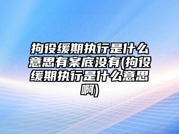 拘役緩期執(zhí)行是什么意思有案底沒有(拘役緩期執(zhí)行是什么意思啊)