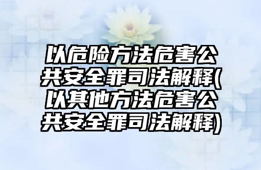 以危險方法危害公共安全罪司法解釋(以其他方法危害公共安全罪司法解釋)