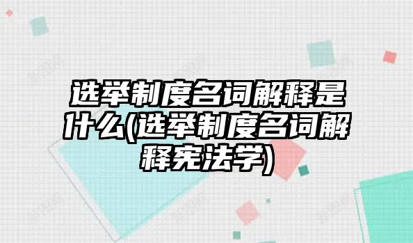 選舉制度名詞解釋是什么(選舉制度名詞解釋?xiě)椃▽W(xué))