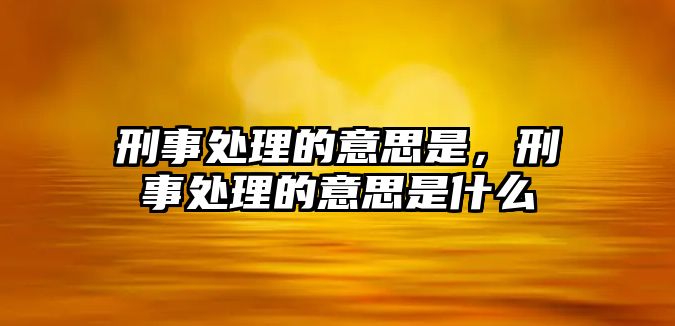 刑事處理的意思是，刑事處理的意思是什么