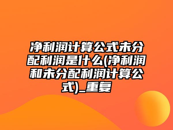 凈利潤計算公式未分配利潤是什么(凈利潤和未分配利潤計算公式)_重復