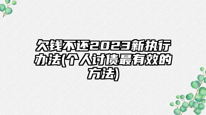 欠錢不還2023新執(zhí)行辦法(個人討債最有效的方法)