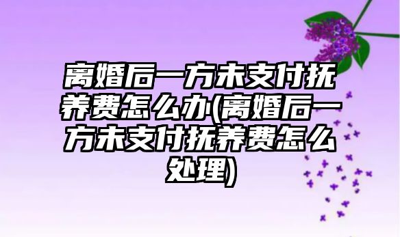 離婚后一方未支付撫養(yǎng)費(fèi)怎么辦(離婚后一方未支付撫養(yǎng)費(fèi)怎么處理)