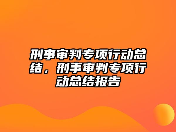 刑事審判專項行動總結(jié)，刑事審判專項行動總結(jié)報告