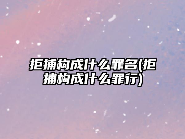 拒捕構成什么罪名(拒捕構成什么罪行)