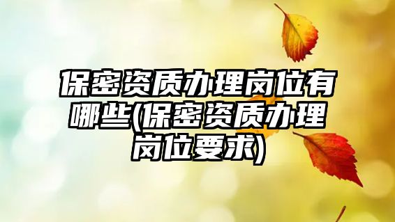 保密資質辦理崗位有哪些(保密資質辦理崗位要求)