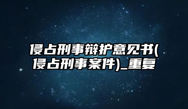 侵占刑事辯護意見書(侵占刑事案件)_重復