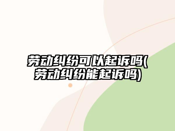 勞動糾紛可以起訴嗎(勞動糾紛能起訴嗎)