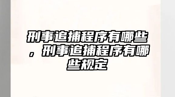 刑事追捕程序有哪些，刑事追捕程序有哪些規定