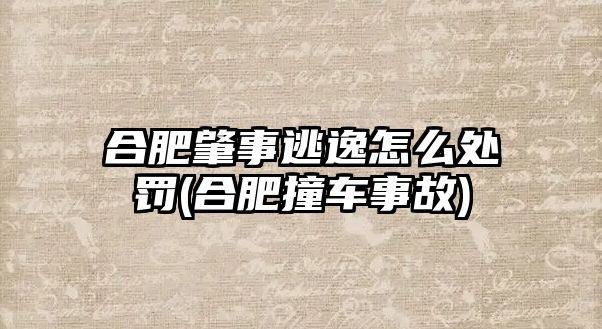 合肥肇事逃逸怎么處罰(合肥撞車事故)