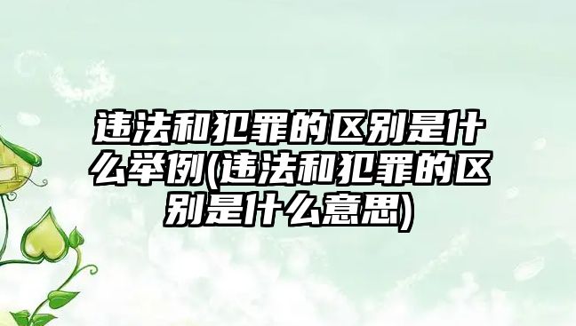 違法和犯罪的區別是什么舉例(違法和犯罪的區別是什么意思)