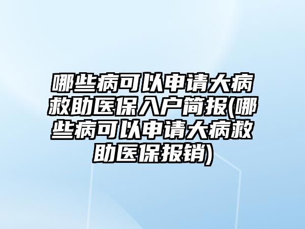 哪些病可以申請大病救助醫保入戶簡報(哪些病可以申請大病救助醫保報銷)