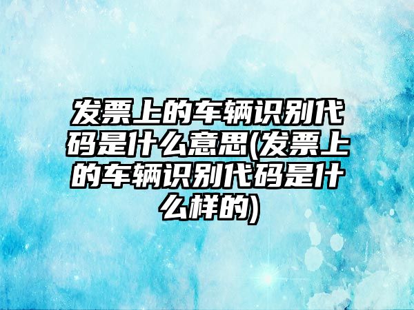 發(fā)票上的車輛識別代碼是什么意思(發(fā)票上的車輛識別代碼是什么樣的)