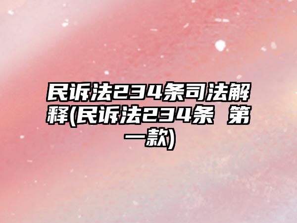 民訴法234條司法解釋(民訴法234條 第一款)