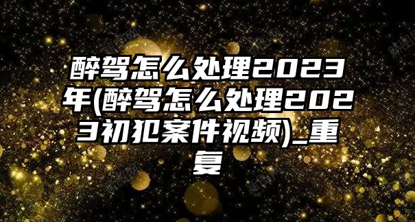 醉駕怎么處理2023年(醉駕怎么處理2023初犯案件視頻)_重復