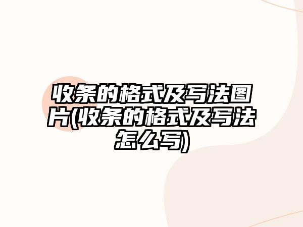 收條的格式及寫法圖片(收條的格式及寫法怎么寫)