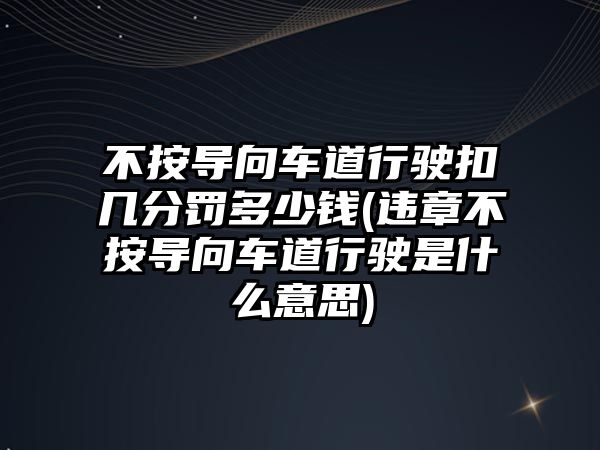 不按導向車道行駛扣幾分罰多少錢(違章不按導向車道行駛是什么意思)