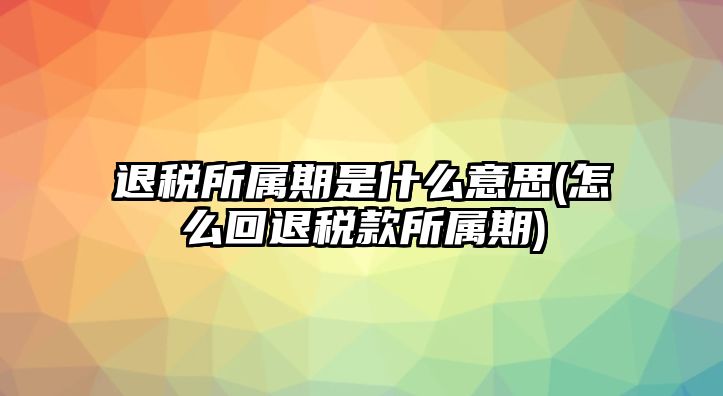 退稅所屬期是什么意思(怎么回退稅款所屬期)