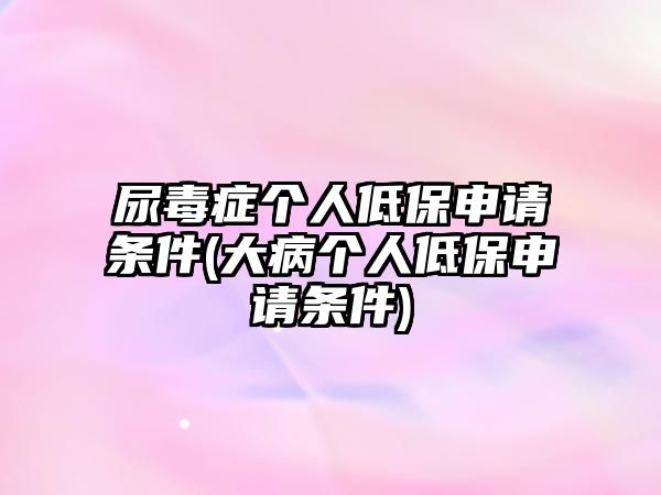 尿毒癥個人低保申請條件(大病個人低保申請條件)