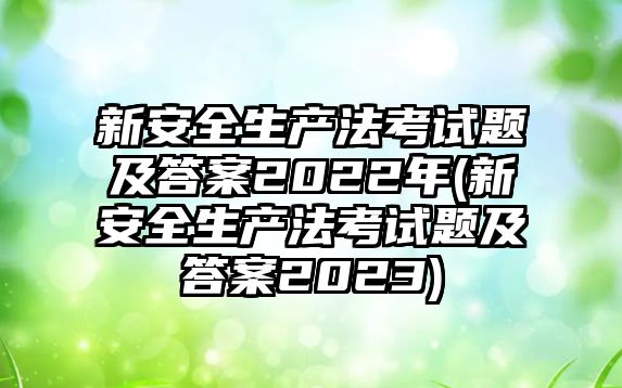 新安全生產法考試題及答案2022年(新安全生產法考試題及答案2023)