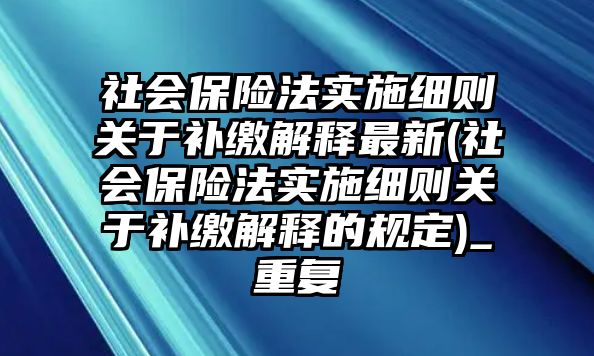 社會保險法實施細則關于補繳解釋最新(社會保險法實施細則關于補繳解釋的規定)_重復