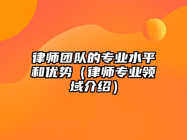 律師團隊的專業水平和優勢（律師專業領域介紹）