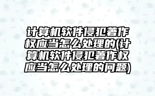 計算機軟件侵犯著作權應當怎么處理的(計算機軟件侵犯著作權應當怎么處理的問題)