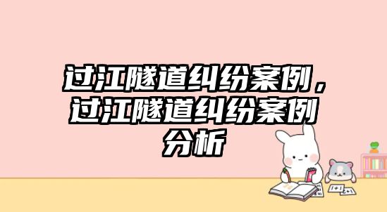 過江隧道糾紛案例，過江隧道糾紛案例分析