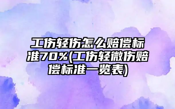 工傷輕傷怎么賠償標準70%(工傷輕微傷賠償標準一覽表)