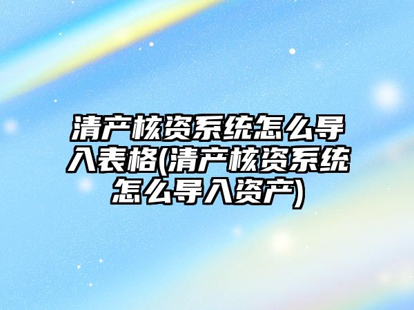 清產核資系統怎么導入表格(清產核資系統怎么導入資產)