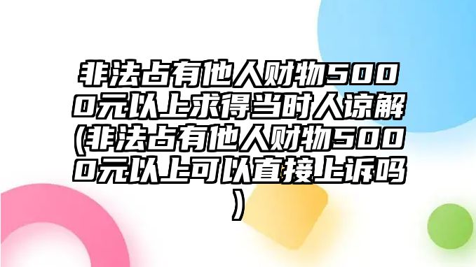 非法占有他人財物5000元以上求得當時人諒解(非法占有他人財物5000元以上可以直接上訴嗎)