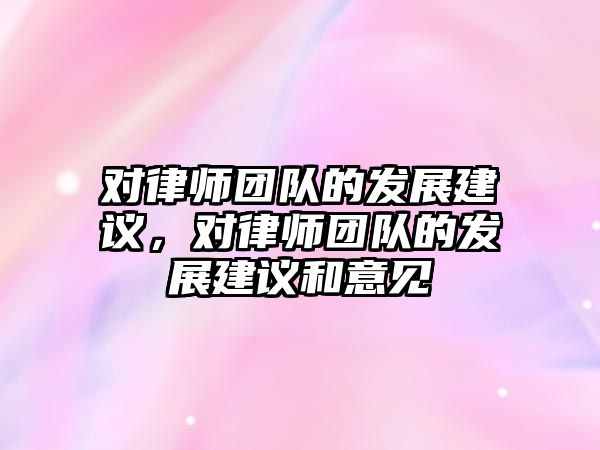 對律師團隊的發展建議，對律師團隊的發展建議和意見