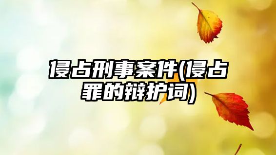 侵占刑事案件(侵占罪的辯護(hù)詞)