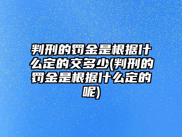 判刑的罰金是根據什么定的交多少(判刑的罰金是根據什么定的呢)