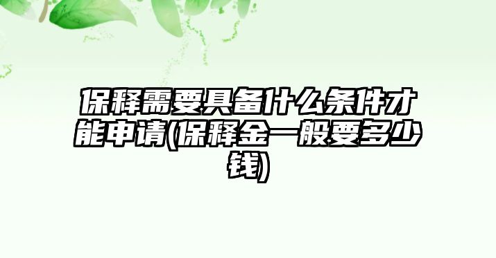 保釋需要具備什么條件才能申請(qǐng)(保釋金一般要多少錢)