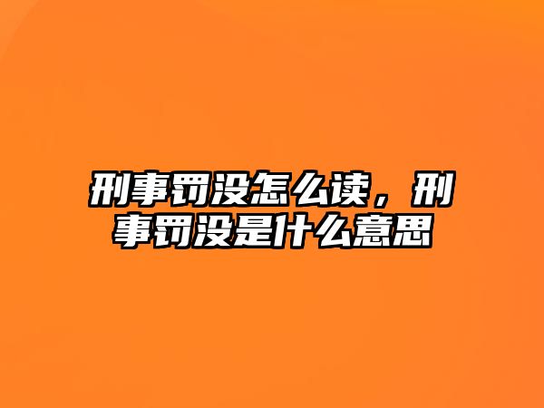 刑事罰沒怎么讀，刑事罰沒是什么意思