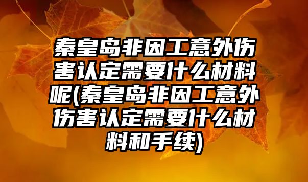 秦皇島非因工意外傷害認定需要什么材料呢(秦皇島非因工意外傷害認定需要什么材料和手續)