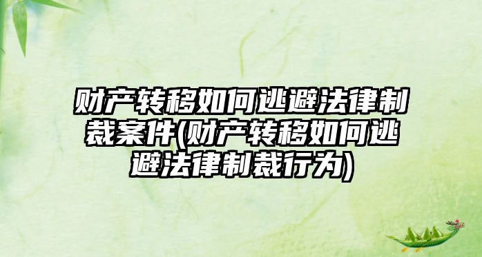 財產轉移如何逃避法律制裁案件(財產轉移如何逃避法律制裁行為)