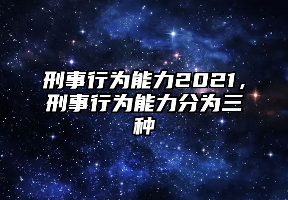 刑事行為能力2021，刑事行為能力分為三種