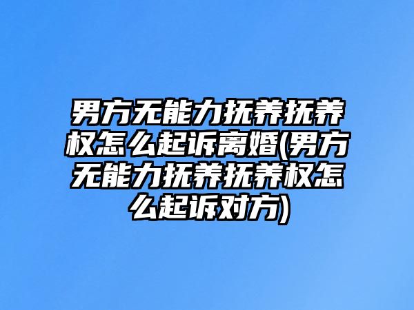 男方無能力撫養(yǎng)撫養(yǎng)權(quán)怎么起訴離婚(男方無能力撫養(yǎng)撫養(yǎng)權(quán)怎么起訴對(duì)方)