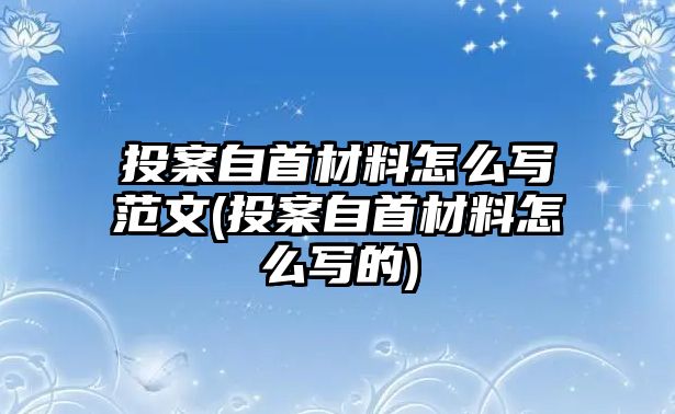 投案自首材料怎么寫范文(投案自首材料怎么寫的)