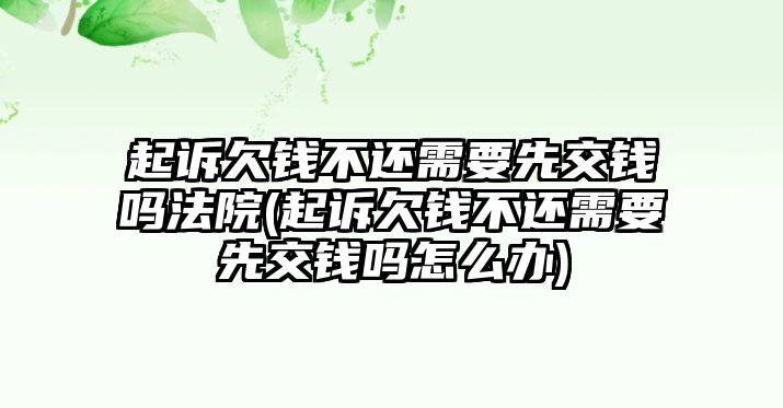 起訴欠錢不還需要先交錢嗎法院(起訴欠錢不還需要先交錢嗎怎么辦)